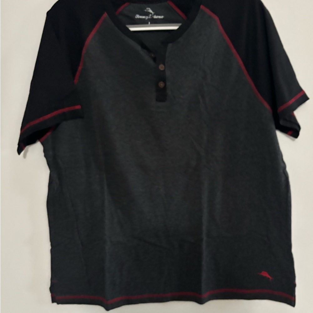 Tommy Bahama Black and Gray Short Sleeve Tee
